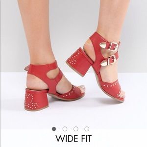ASOS Lost Ink Red Western Studded Heeled Sandals